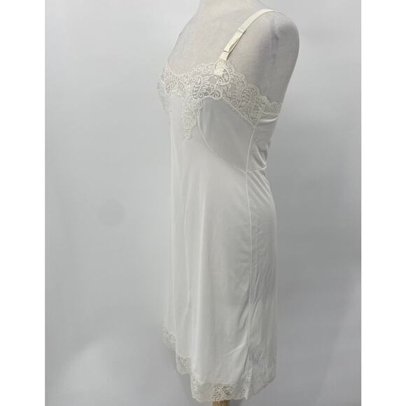 Vintage 60s Lace Trim Slip Lace Bodice Adjustable Strap Nightie Ivory Womens M 8 - Picture 6 of 10